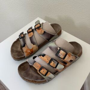 Papillio By Birkenstock Betula Gray with Orange Floral Design Women’s Size 38.5